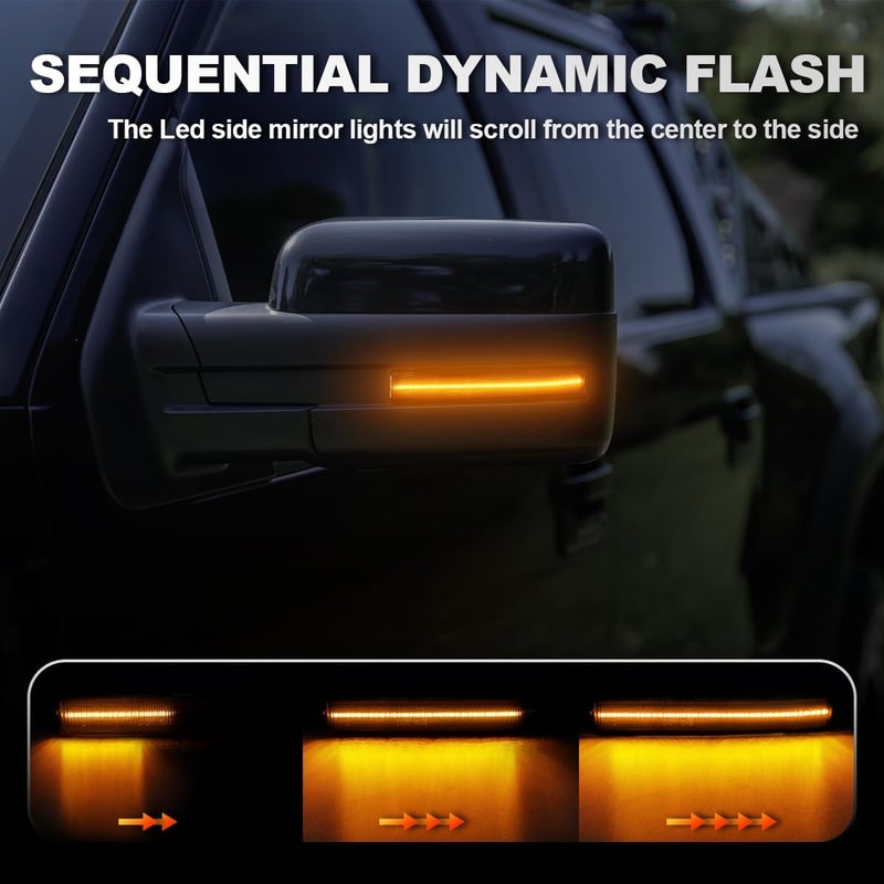 Aexploer Side Mirror Turn Signal Lights LED Assembly Compatible with F150 2009-2014/for Mark LT 2010-2014,Blink Turn Marker Lamp Dynmaic Sequential (Smoked Len Switchback Amber Yellow Light) - Image 5